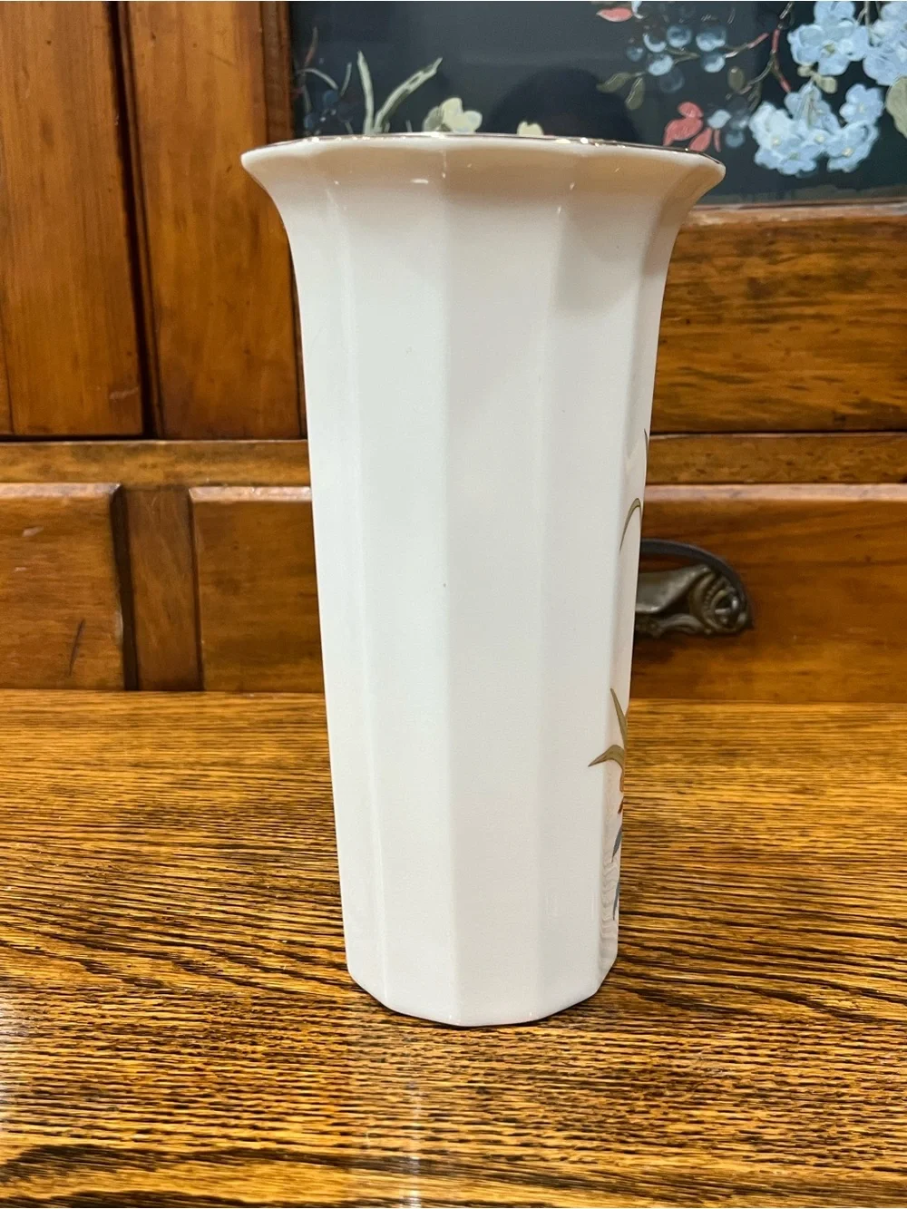 Vintage Japanese Porcelain Iris & Kingfisher Vase – Floral Art Deco Style